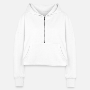 Women's Half Zip Cropped Hoodie-white