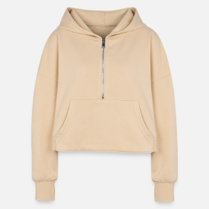 Women's Half Zip Cropped Hoodie-nude