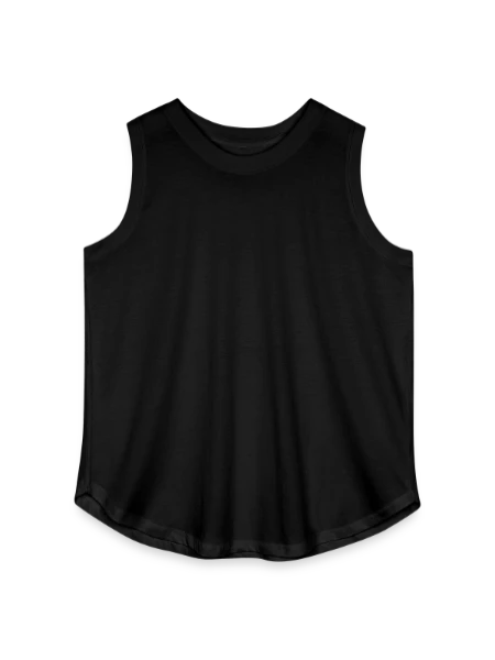 Women's Curvy Relaxed Tank Top - black - Front