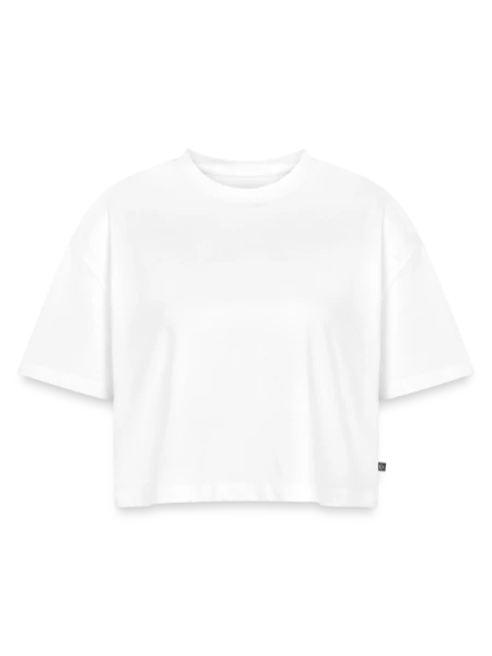 Women's Oversized Organic Cropped T-Shirt - white - Front