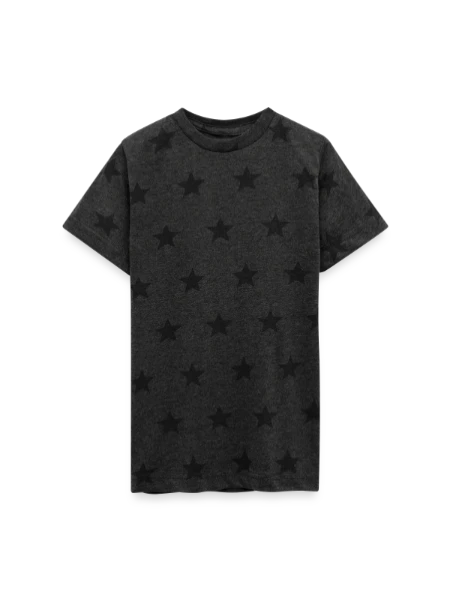 Kid's 5 Star Print T-Shirt - charcoal star  - Front