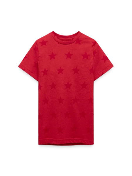 Kid's 5 Star Print T-Shirt - red star - Front