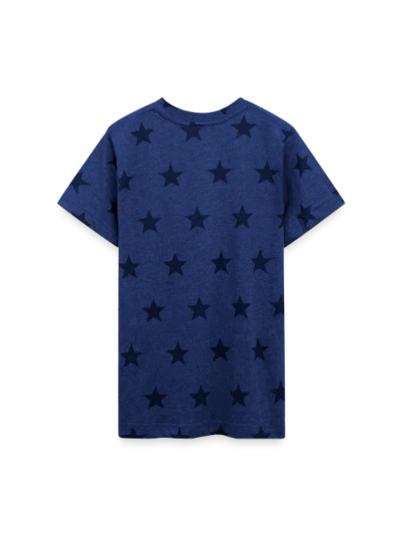 Kid's 5 Star Print T-Shirt - royal star - Back