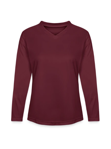 Ladies' Zone Performance Long-Sleeve T-Shirt - maroon  - Front