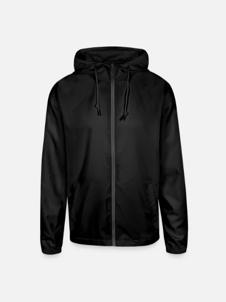 Unisex Lightweight Windbreaker Jacket - black - Front