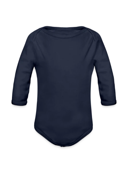 Organic Long Sleeve Baby Bodysuit - dark navy - Front