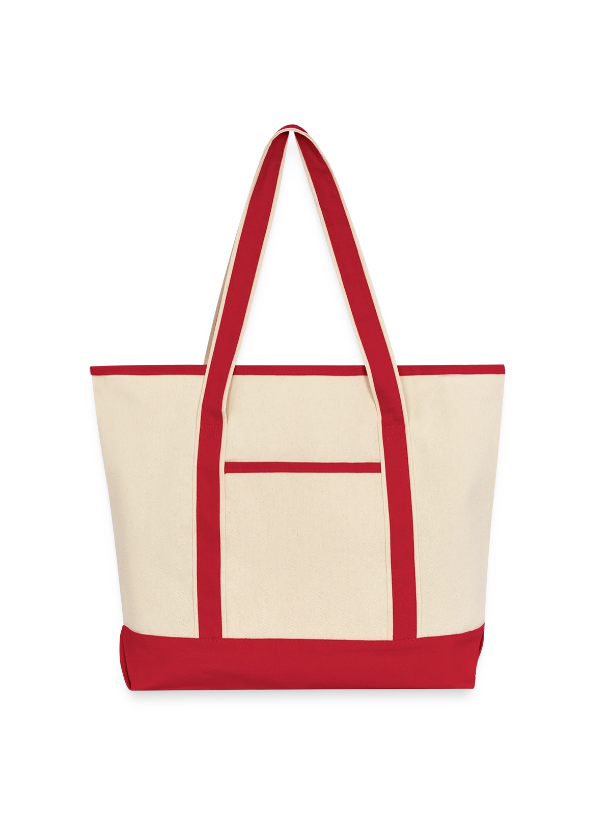 Large Canvas Deluxe Tote - Natural/Classic Red - Front