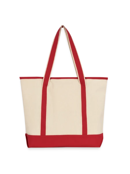 Large Canvas Deluxe Tote - Natural/Classic Red - Back