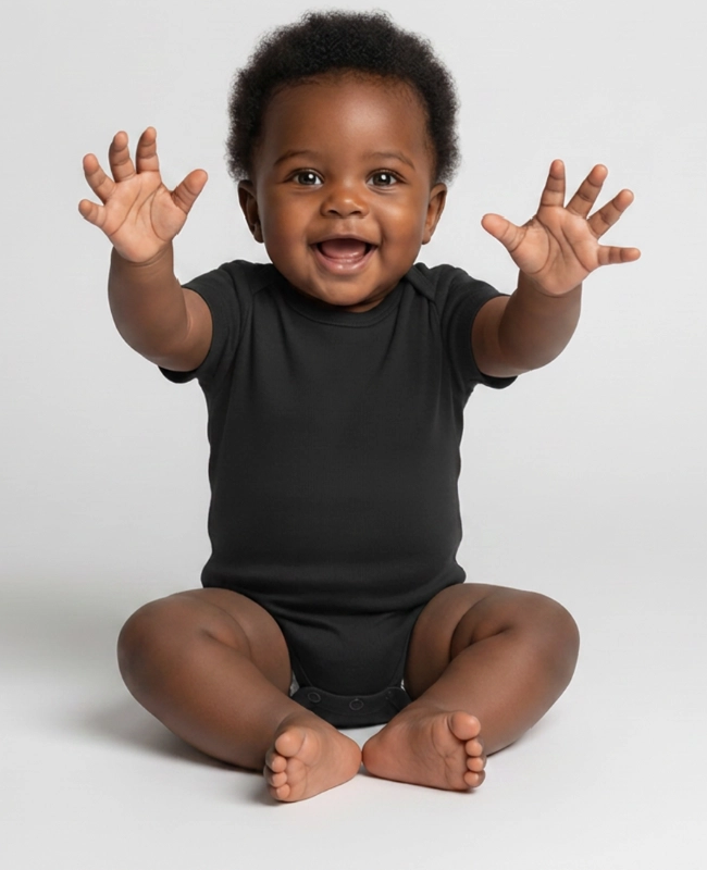 Organic Short Sleeve Baby Bodysuit Front - center