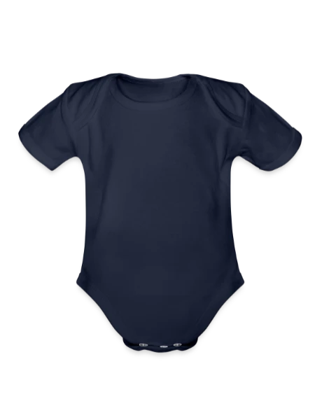 Organic Short Sleeve Baby Bodysuit - dark navy - Front
