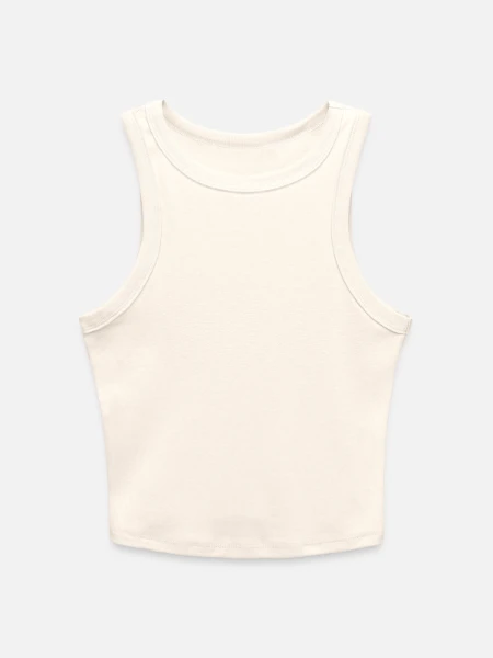 Slim Fit Rib Women's Tank Top - natural - Front