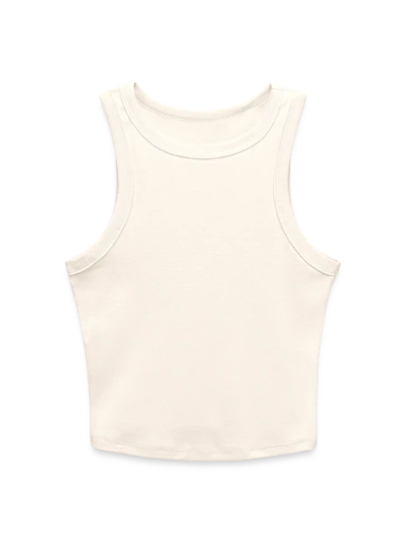 Slim Fit Rib Women's Tank Top - natural - Front