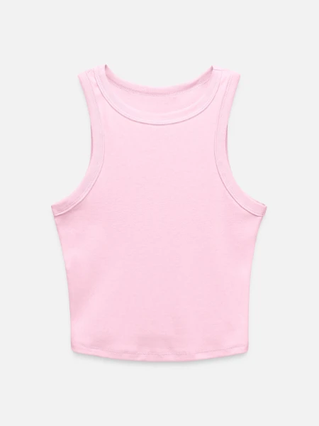 Slim Fit Rib Women's Tank Top - pink - Front