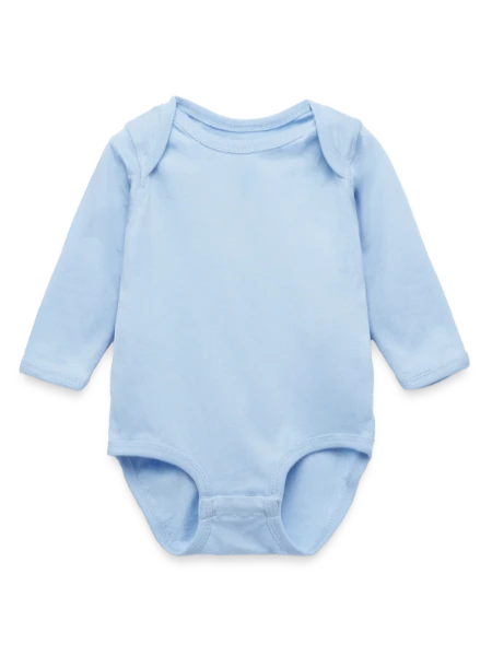 Long Sleeve Baby Bodysuit - light blue - Front