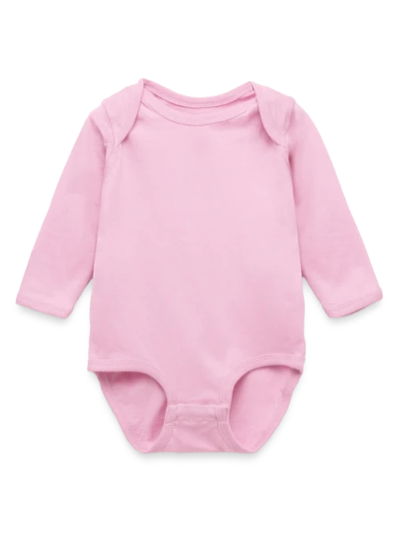 Long Sleeve Baby Bodysuit - light pink - Front