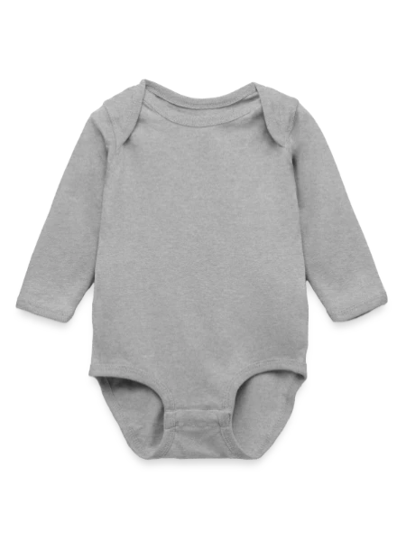 Long Sleeve Baby Bodysuit - heather gray - Front