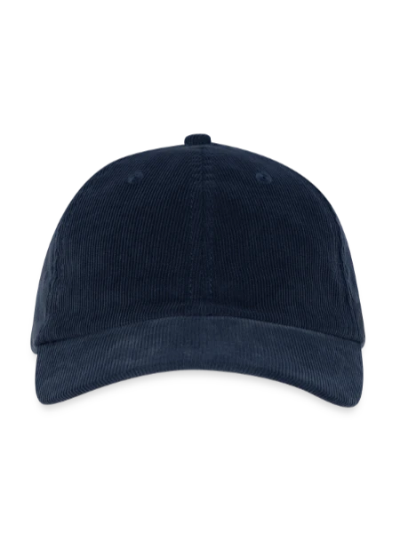 Casquette en velours côtelé en broderie - marine - Devant