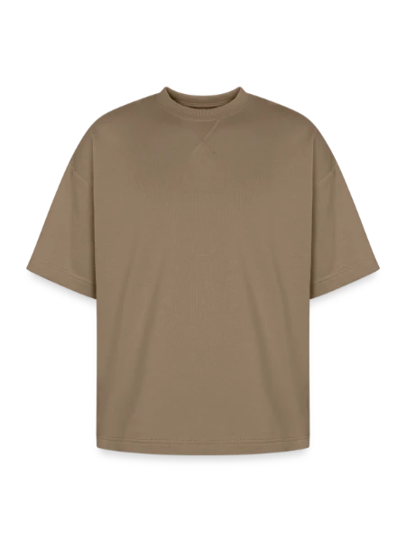 Oversized Unisex Short Sleeve Sweatshirt - light brown - Front