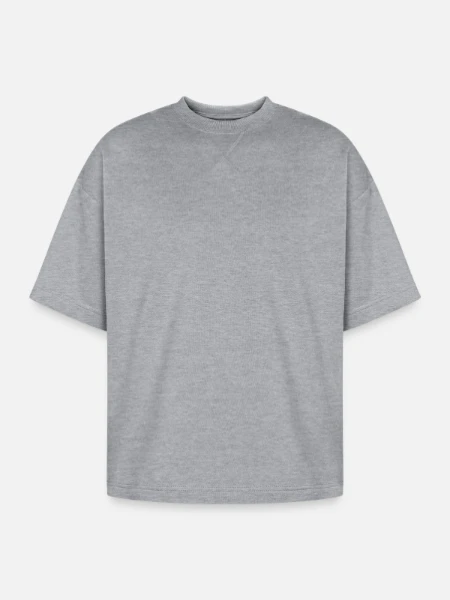 Oversized Unisex Short Sleeve Sweatshirt - heather gray - Front
