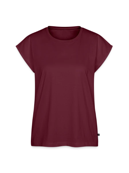 Women's Premium Roll Up Sleeve T-Shirt - burgundy - Front