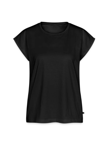 Women's Premium Roll Up Sleeve T-Shirt - black - Front