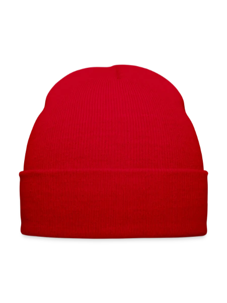 Knit Cap with Cuff Print - red - Front
