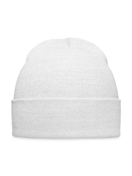 Knit Cap with Cuff Print - white - Front