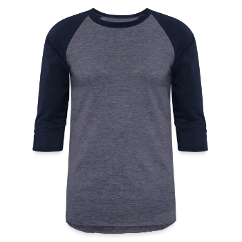 Unisex Baseball T-Shirt - heather blue/navy - Front - AI Model Female 172 light (172cm) & AI Model Male 178 light (178cm)