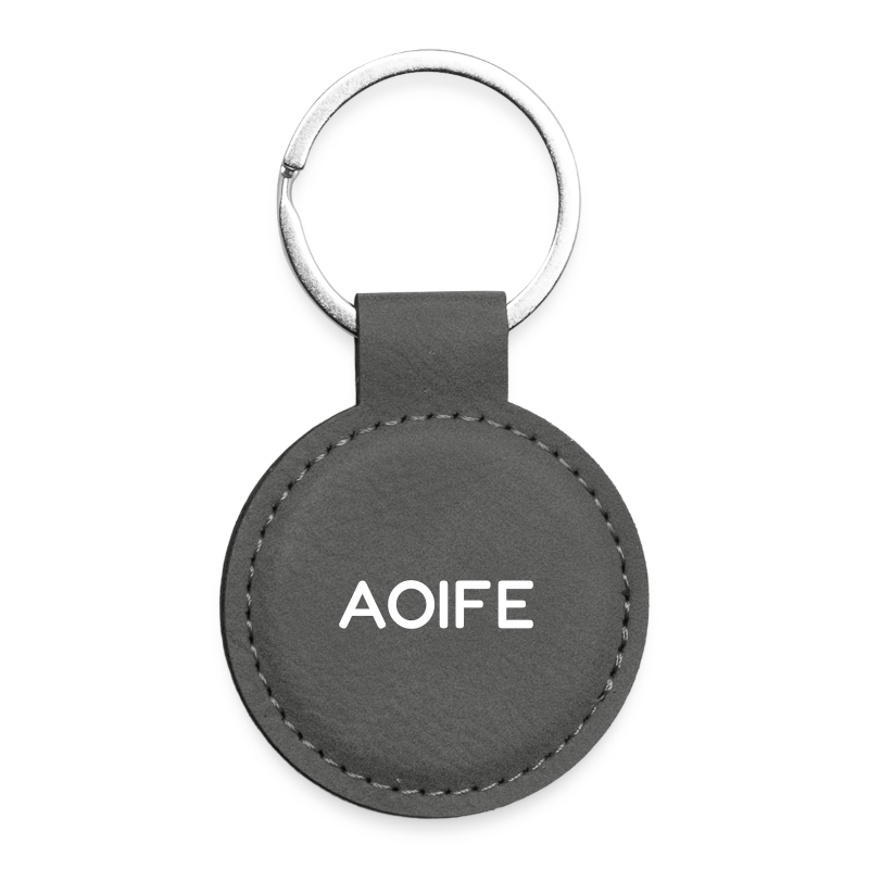 Round keychain personalised with example name AOIFE