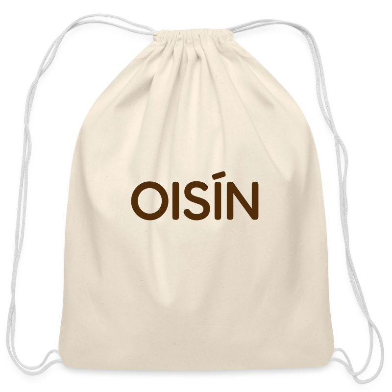 Cotton drawstring bag personalised with example name OISÍN