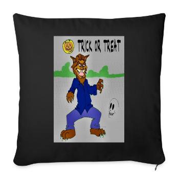 Weird Wolf Out for Halloween - Throw Pillow Cover 17.5” x 17.5” - black - Front