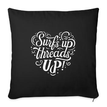 Surf's Up Threads Heart - Throw Pillow Cover 17.5” x 17.5” - black - Front