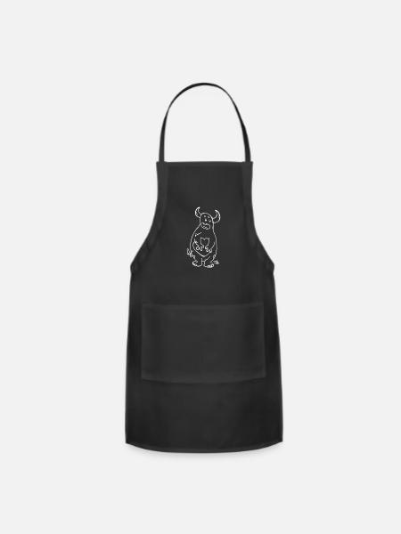 Silly monsters with horns - Adjustable Apron - black