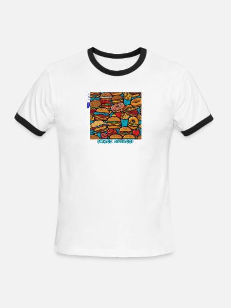 snack attack eat up - Men's Ringer T-Shirt - white/black