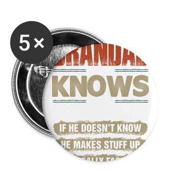 Grandad Knows Everything Tshirt - Buttons large 2.2'' (5-pack) - white