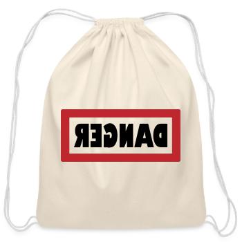 ‘Danger’ - mirror writing for bold looks - Cotton Drawstring Bag - natural - Front