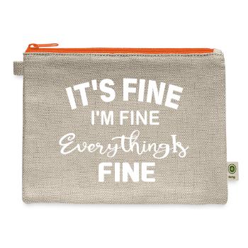 It's Fine I'm Fine Everything Is Fine Shirt, Funny - Hemp Carry All Pouch - natural/orange - Front