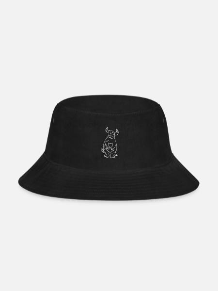 Silly monsters with horns - Bucket Hat - black