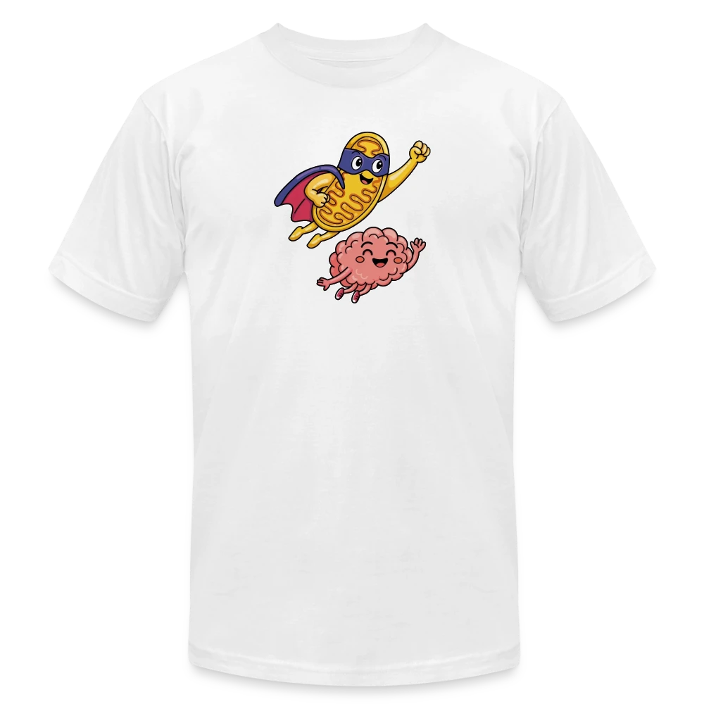Happy Brain and Mito design on a Bella + Canvas T-shirt
