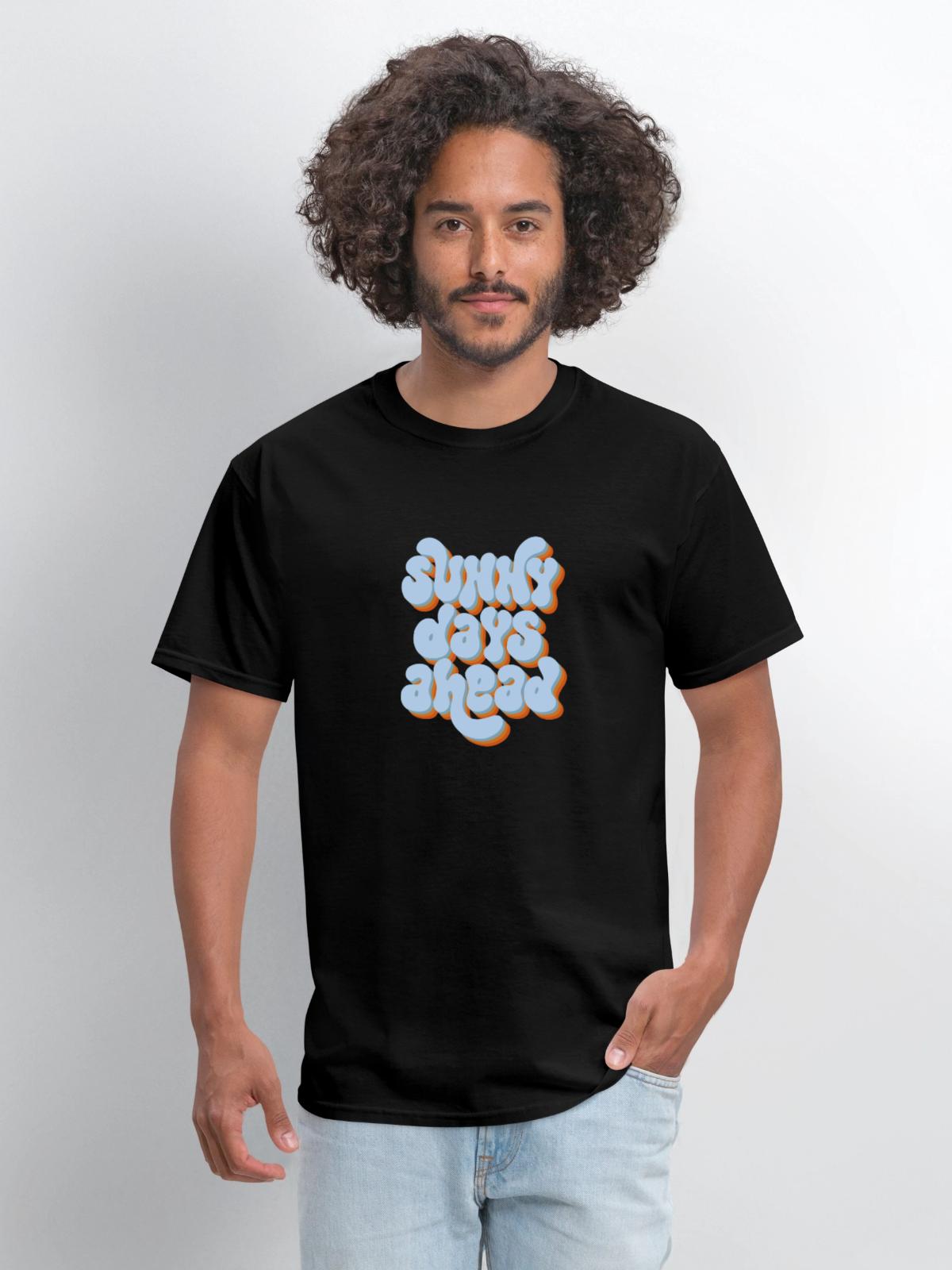 Sunny Days Ahead Retro 3D Typography Design - Men's T-Shirt - black - Front - Jose (178cm)