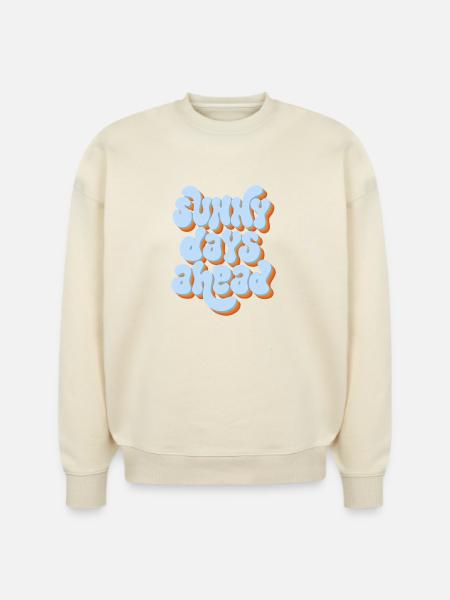 Sunny Days Ahead Retro 3D Typography Design - Stanley/Stella Radder Unisex Oversized Organic Sweatshirt - french navy