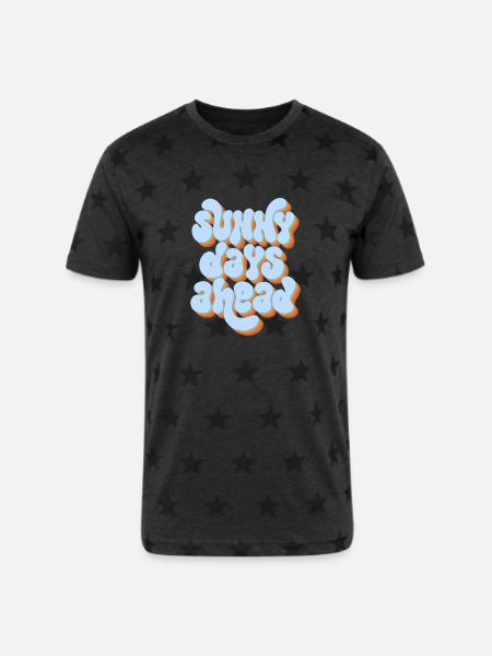 Sunny Days Ahead Retro 3D Typography Design - Unisex Adult Star Printed T-Shirt - charcoal star