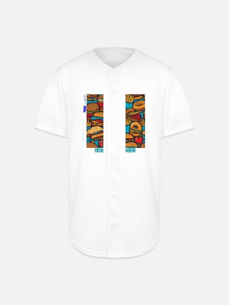 snack attack eat up - Full Button Jersey - white