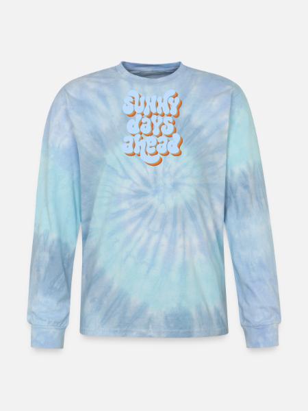 Sunny Days Ahead Retro 3D Typography Design - Tie Dye Long Sleeve T-shirt - blue lagoon