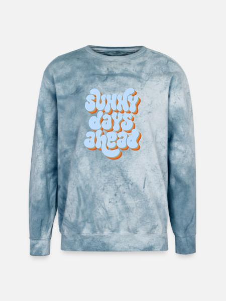 Sunny Days Ahead Retro 3D Typography Design - Unisex Colorblast Crewneck Sweatshirt - ocean