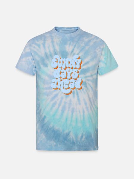 Sunny Days Ahead Retro 3D Typography Design - Unisex Tie Dye T-Shirt - blue lagoon