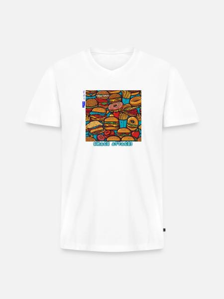 snack attack eat up - Men's Premium Organic V-Neck T-Shirt - white
