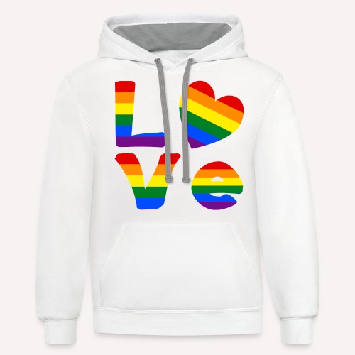 Gay Pride Rainbow LOVE - Unisex Contrast Hoodie