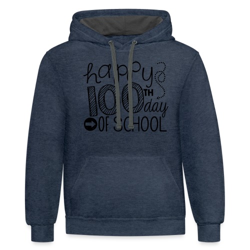Happy 100th Day of School Arrows Teacher T-shirt - Unisex Contrast Hoodie