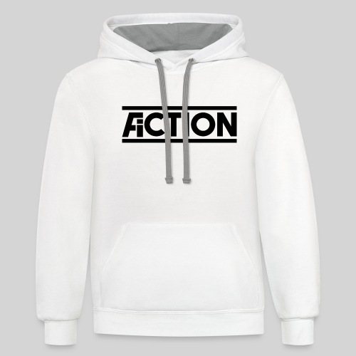 Action Fiction Logo (Black) - Unisex Contrast Hoodie